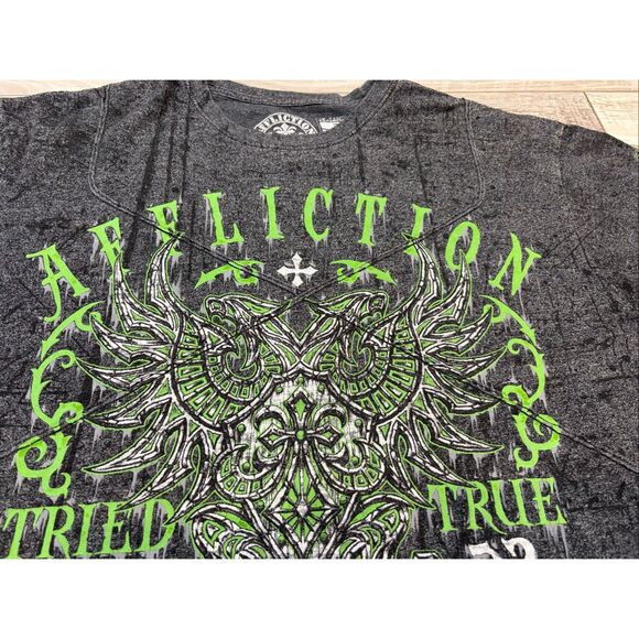 Affliction men’s grey/green t-shirt size 2X - Picture 5 of 12